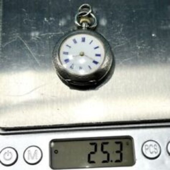 Antique Sterling Silver Open Face Fob/Pocket Watch - Picture 8 of 9